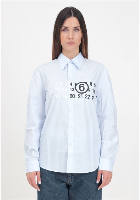 Light blue casual shirt for women and girls with Numbers print MAISON MARGIELA | M60659MM014M6806